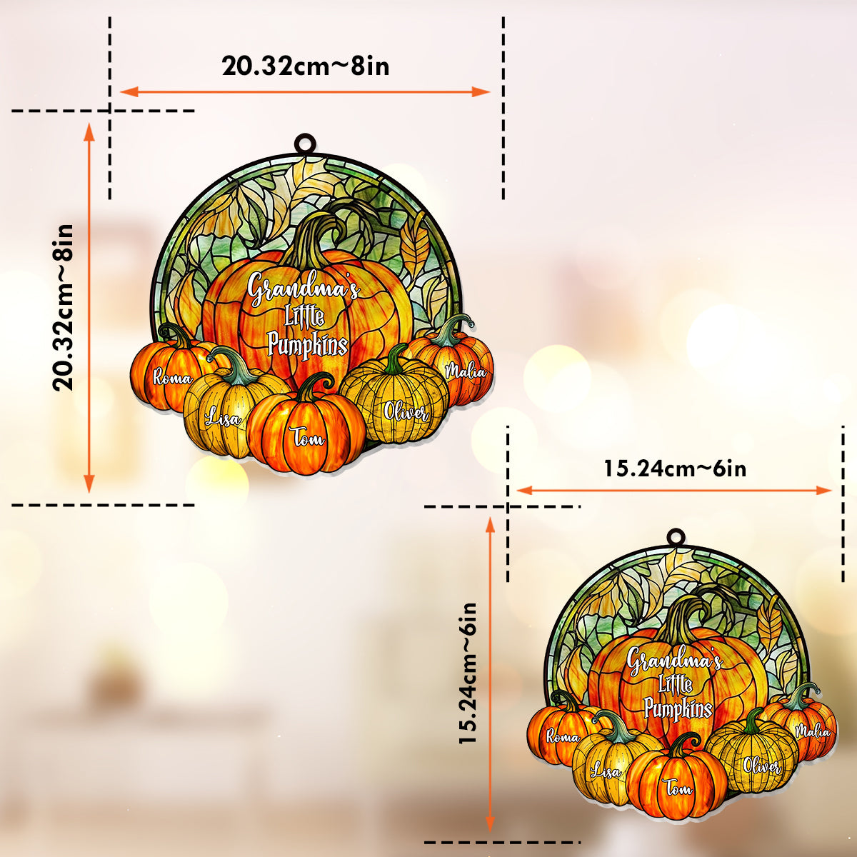 Omas kleine Kürbisse – Beliebiger Titel – Personalisierter Oma-Fensterhänger-Sonnenfänger 