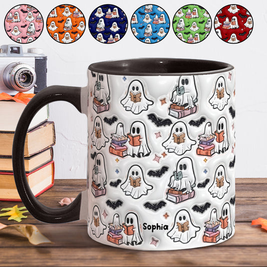 Cute Ghost Reading Booooks - Personalized Book Accent Mug