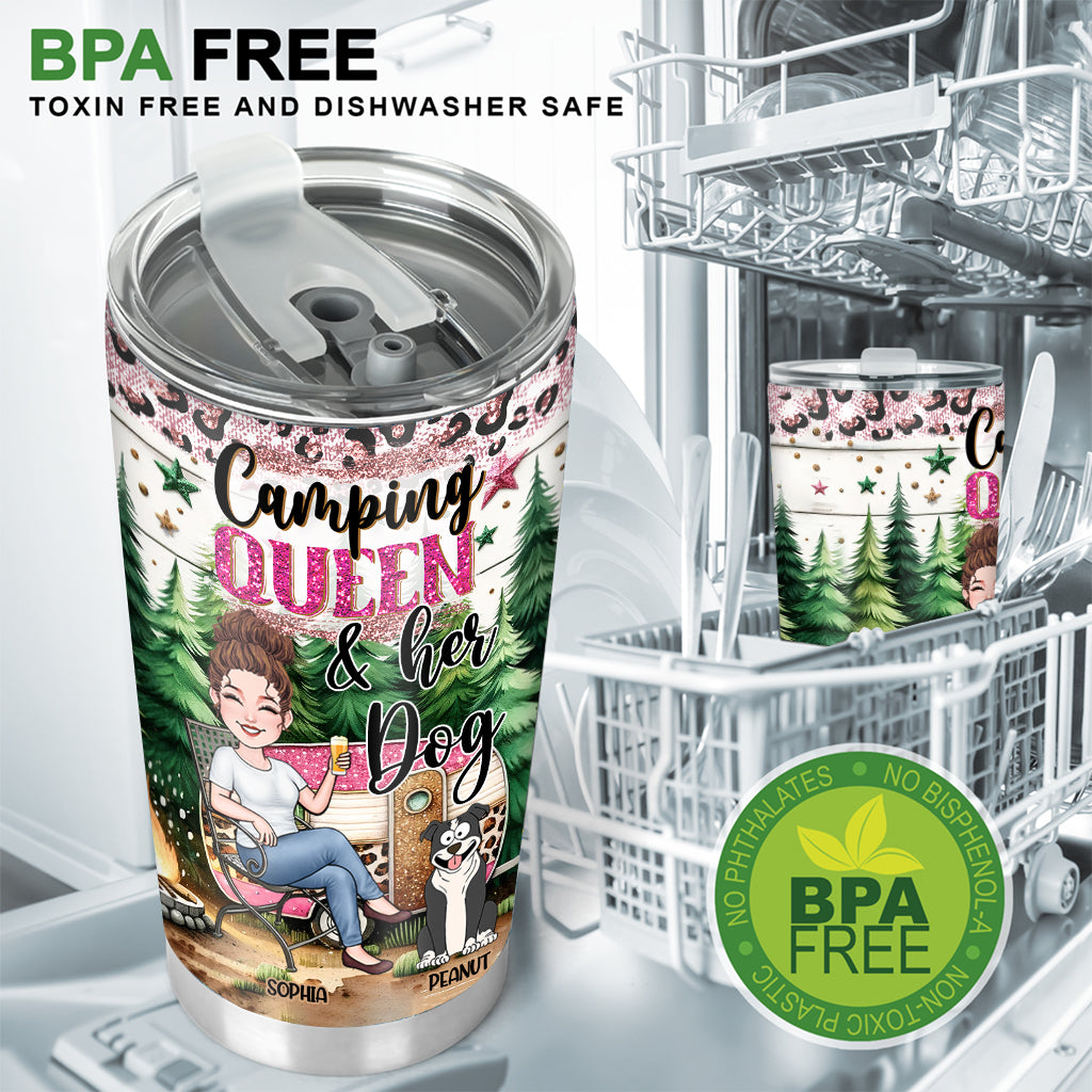 Glamping Queen & Her Dogs/ Cats... - Personalized Camping Tumbler