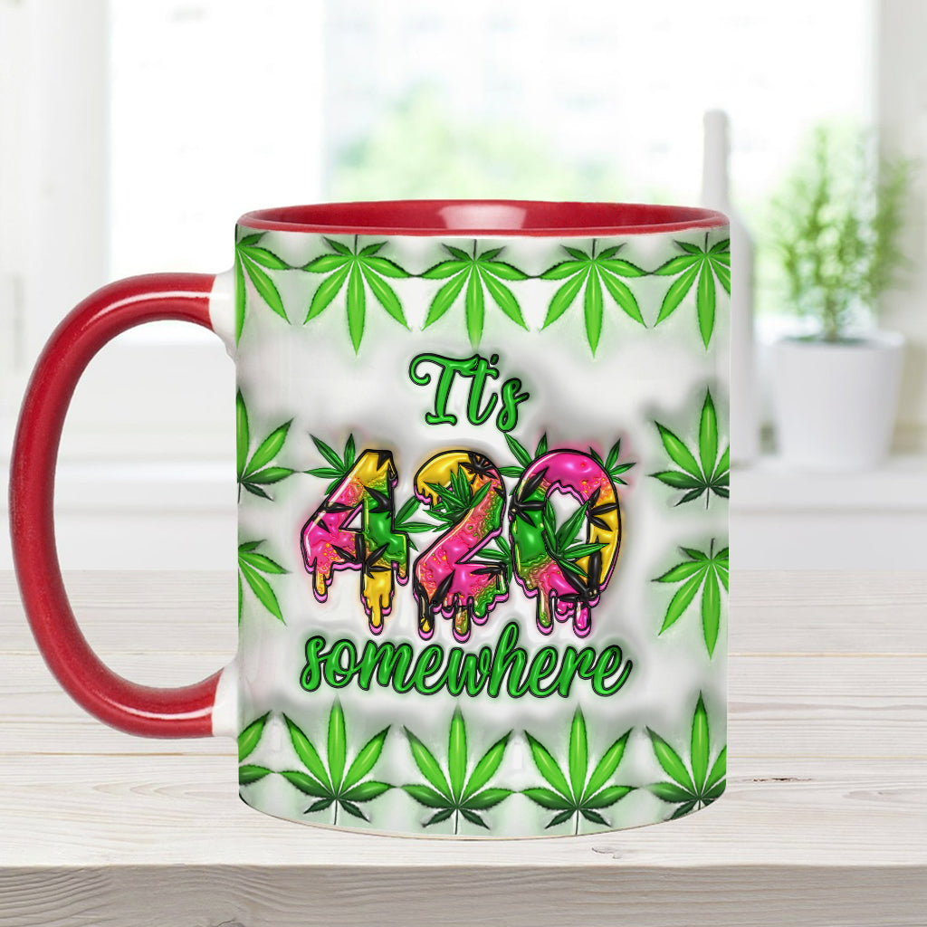 Irgendwo ist 420 – Personalisierte Tasse mit Cannabis-Motiv