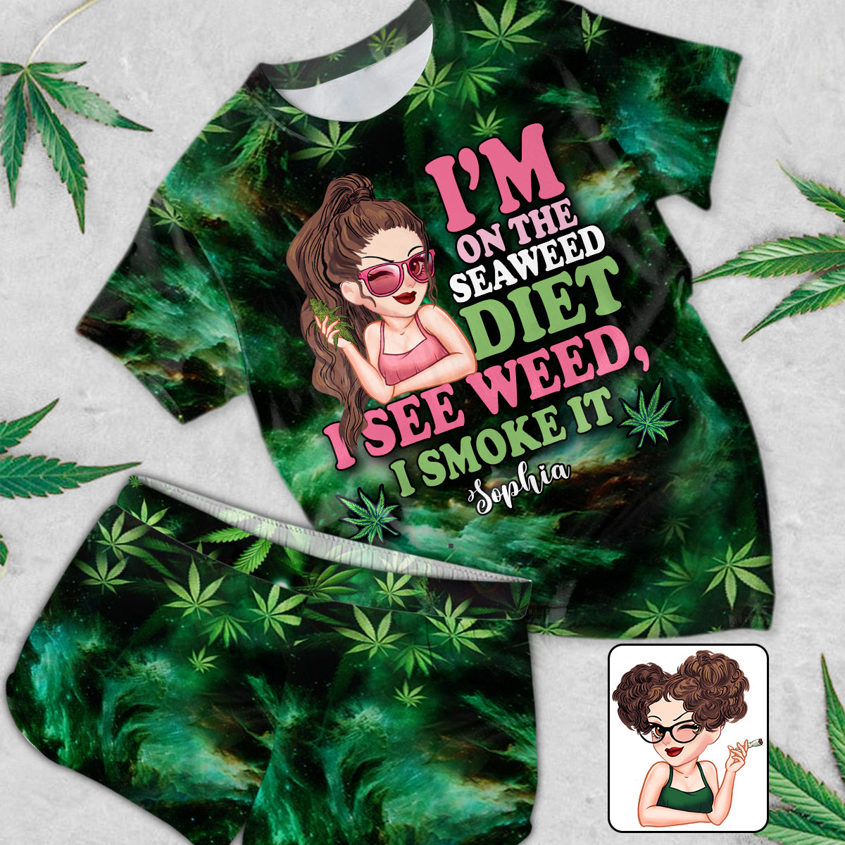 I'm On The Seaweed Diet - Personalized Weed All Over Shirt & Women Shorts