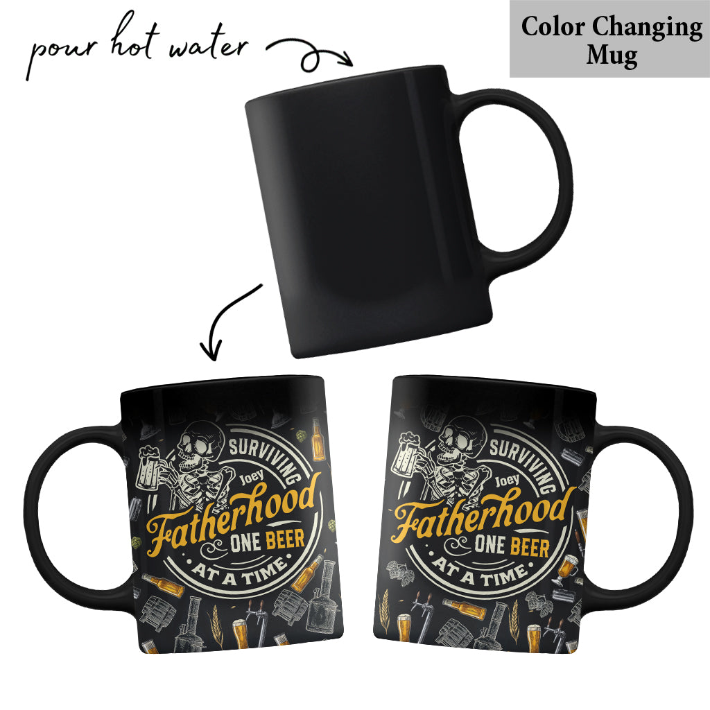 Surviving Fatherhood One Beer At A Time - Personalized Father Mug