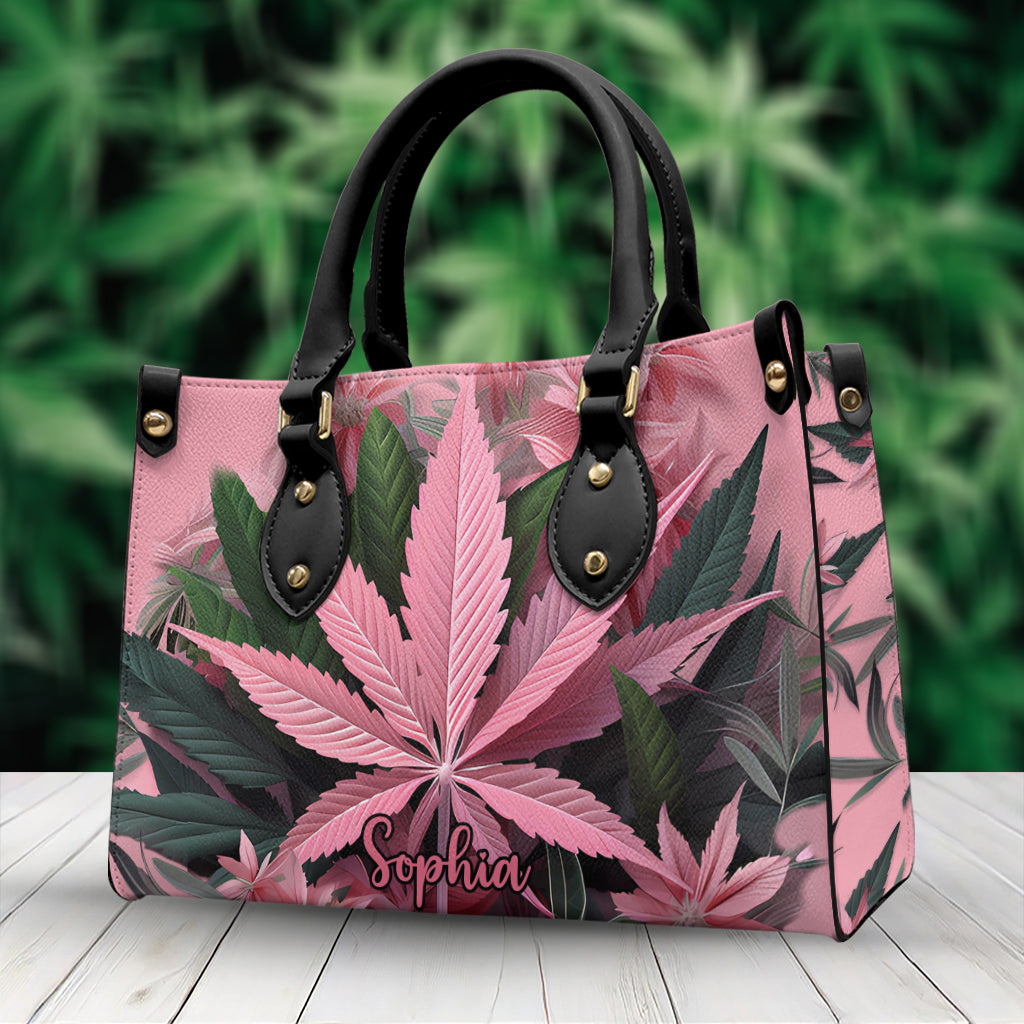 Pink Stoner Chick - Personalized Weed Leather Handbag