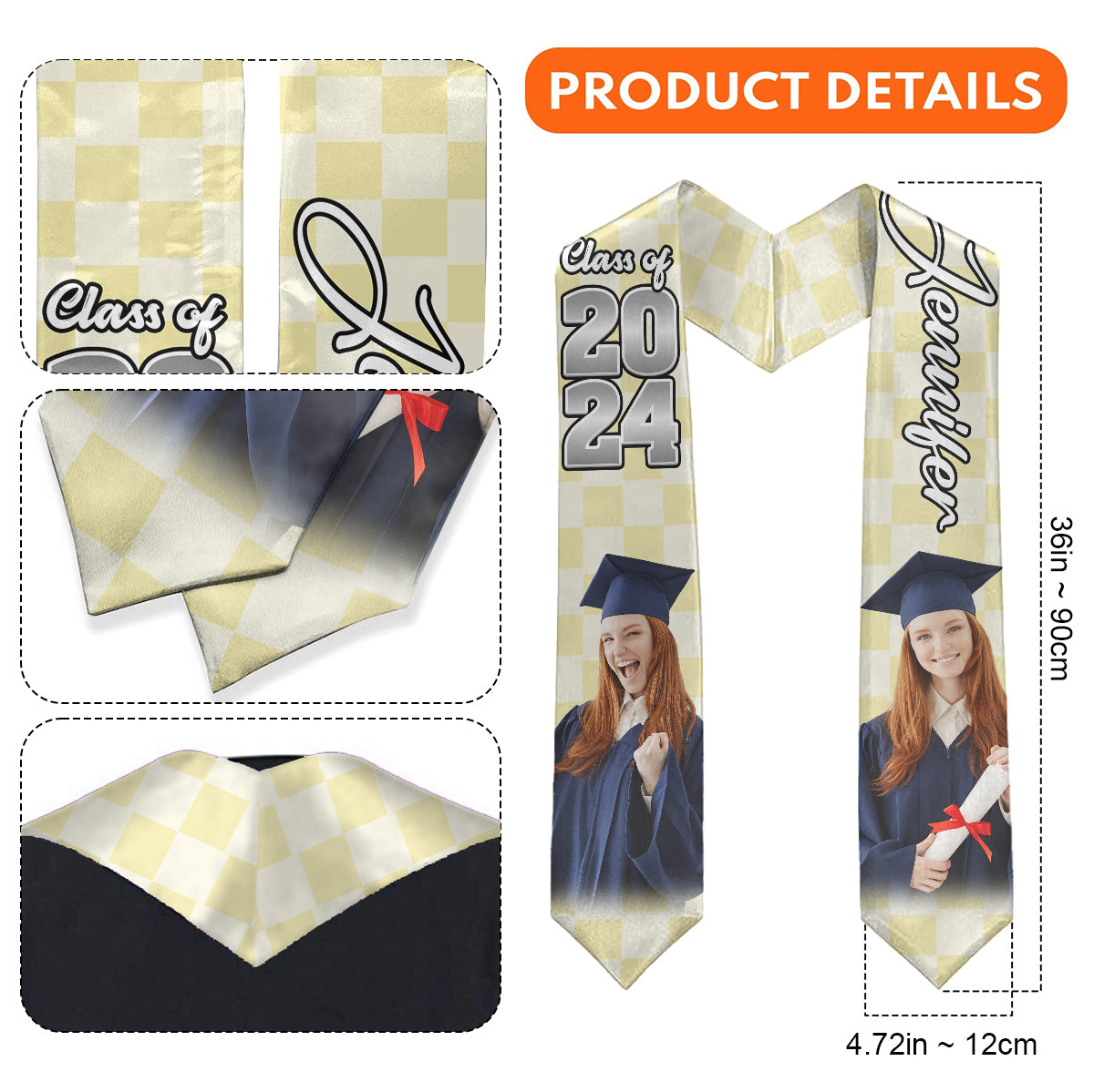 Photo Custom Graduation Stole Sash - Personalized Graduation Graduation Stole