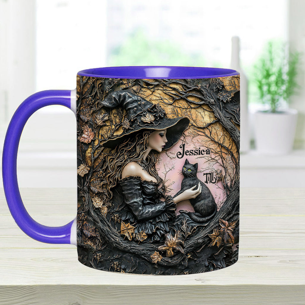 A Witch And Her Black Cat It's A Beautiful Thing - Personalized Witch Accent Mug