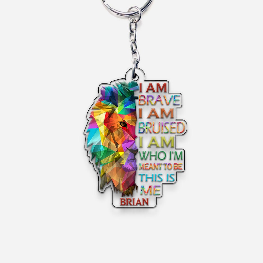 I Am Brave Bruised This Is Me Lion Pride - Personalized LGBT Support Custom Shaped Keychain