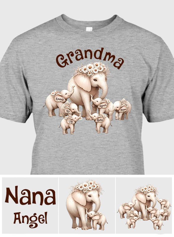 T-shirt et sweat à capuche personnalisés « Éléphant mignon » pour grand-mère