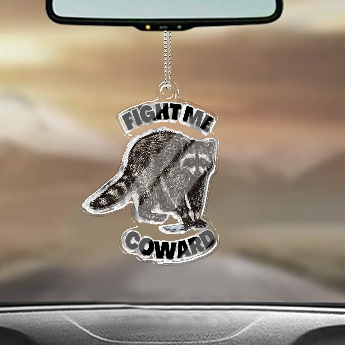 Fight Me - Raccoon Custom Shaped Car Ornament
