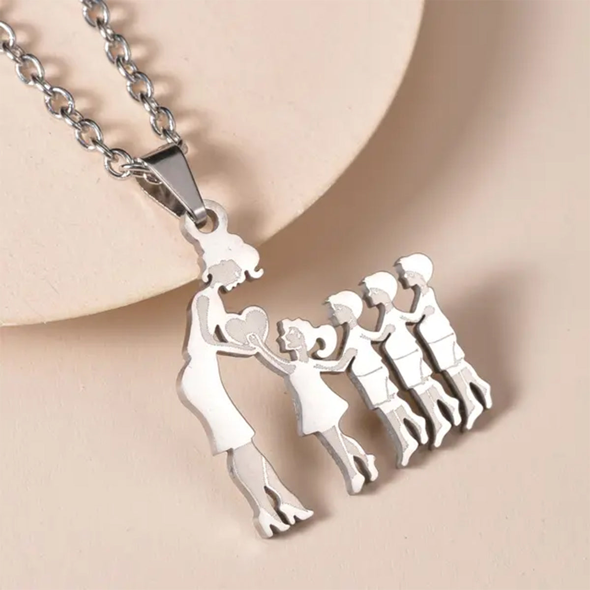 Mom With Children Custom Pendants Necklace - Mother Mom With Children Custom Pendants Necklace
