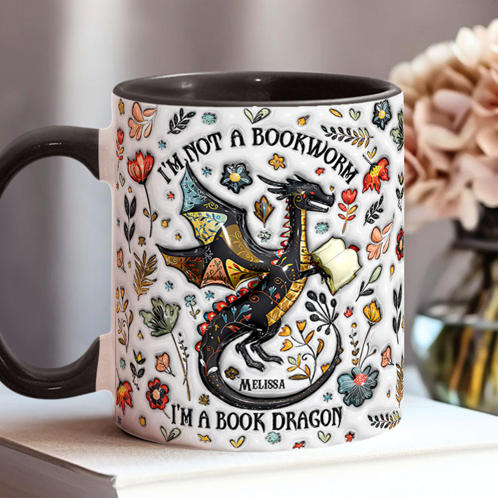 I'm Not A Book Worm I'm A Book Dragon - Personalized Book Accent Mug