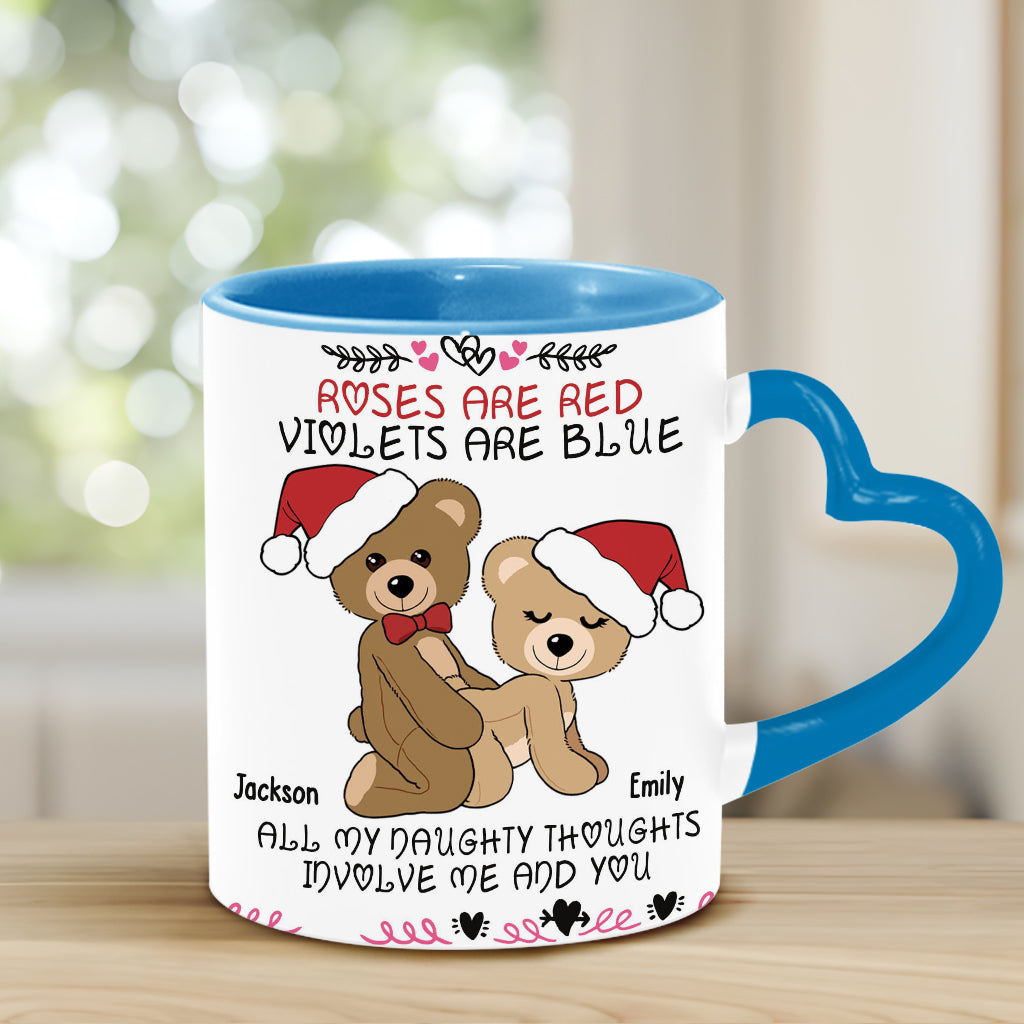 Roses Are Red - Personalized Couple Heart Handle Mug
