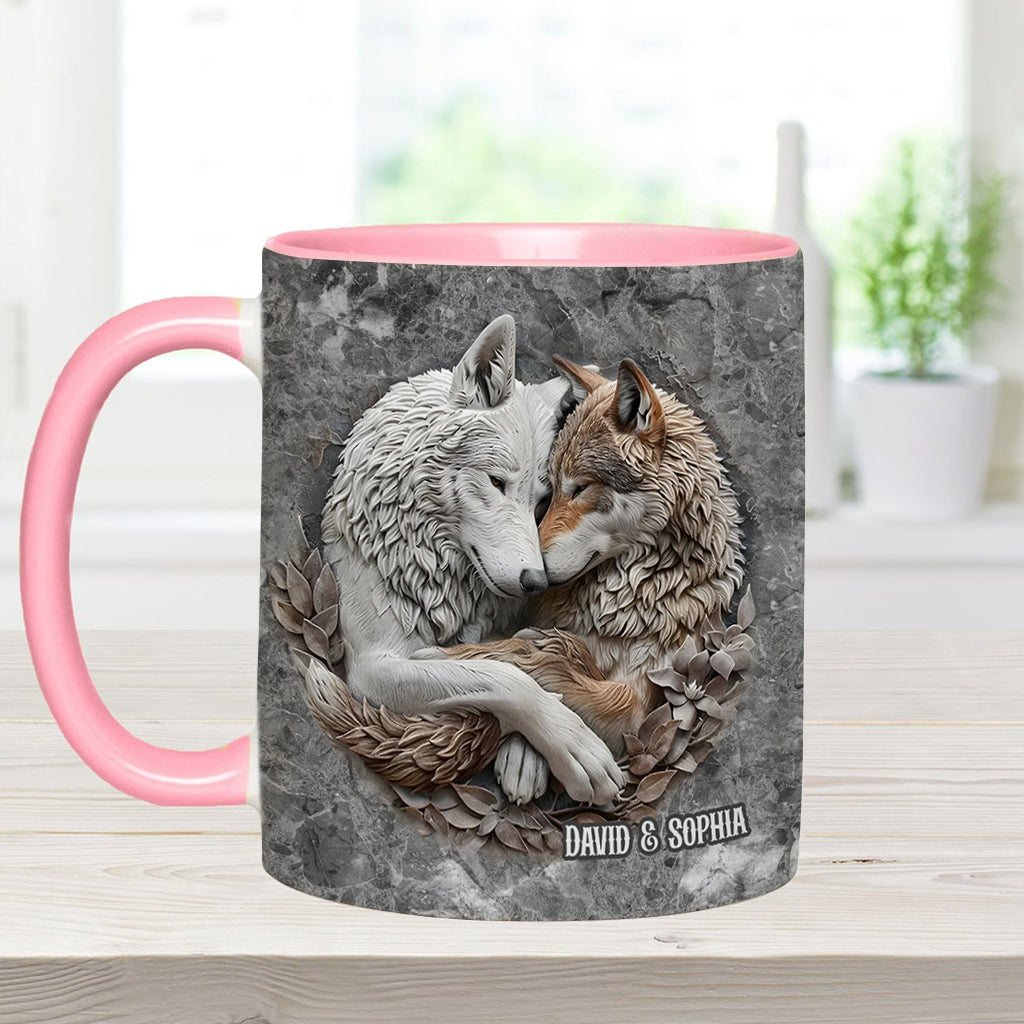 Wolfspaar – Personalisierte Tasse mit Wolfsmotiv