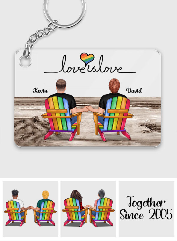 Love Is Love - Personalized LGBT Support Keychain
