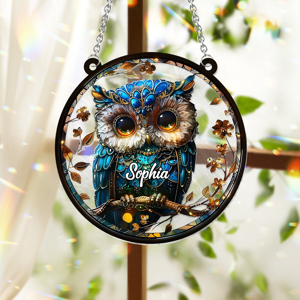 Charming Owl - Personalized Owl Window Hanging Suncatcher Ornament