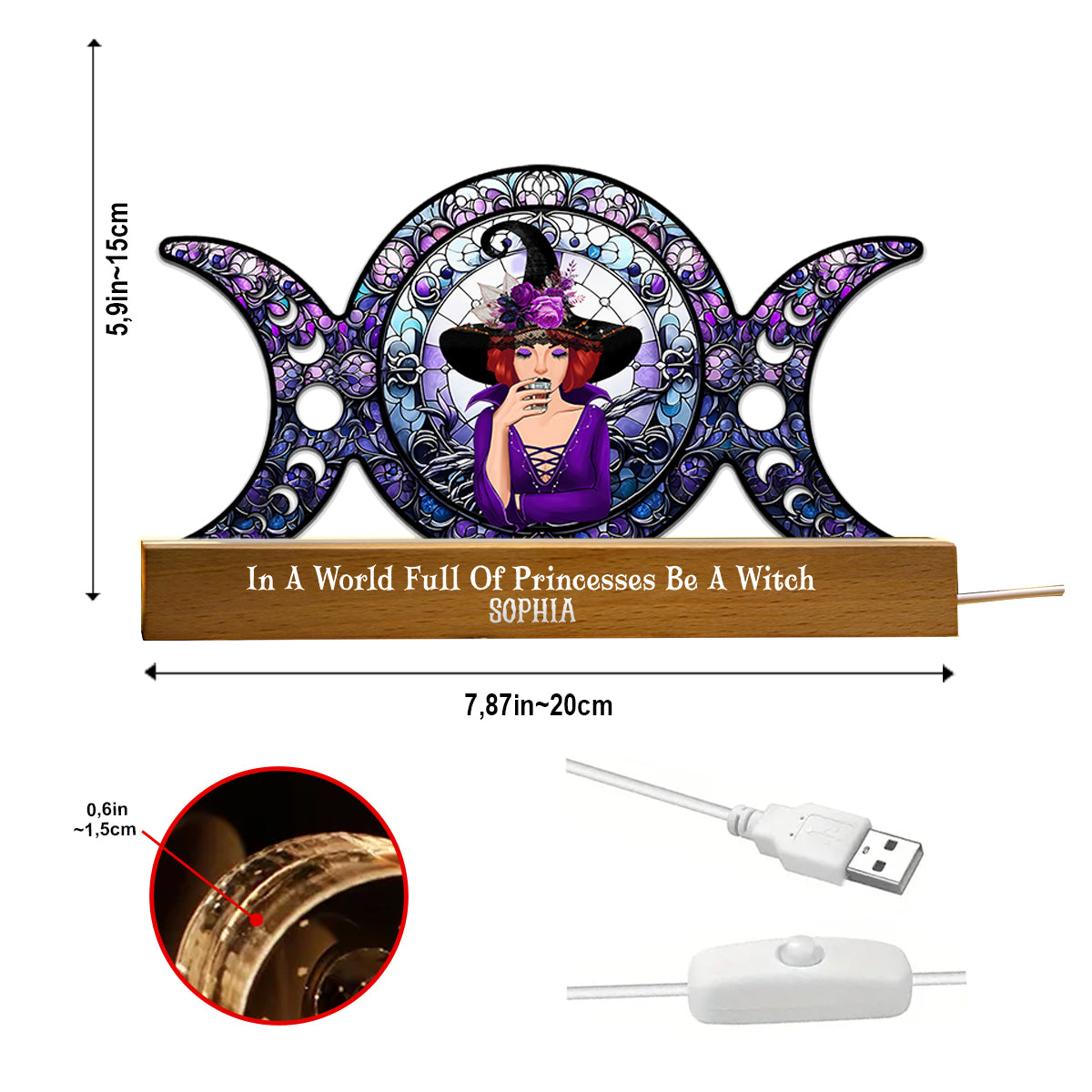 In A World Full Of Princesses Be A Witch - Personalized Witch Shaped Led Night Light