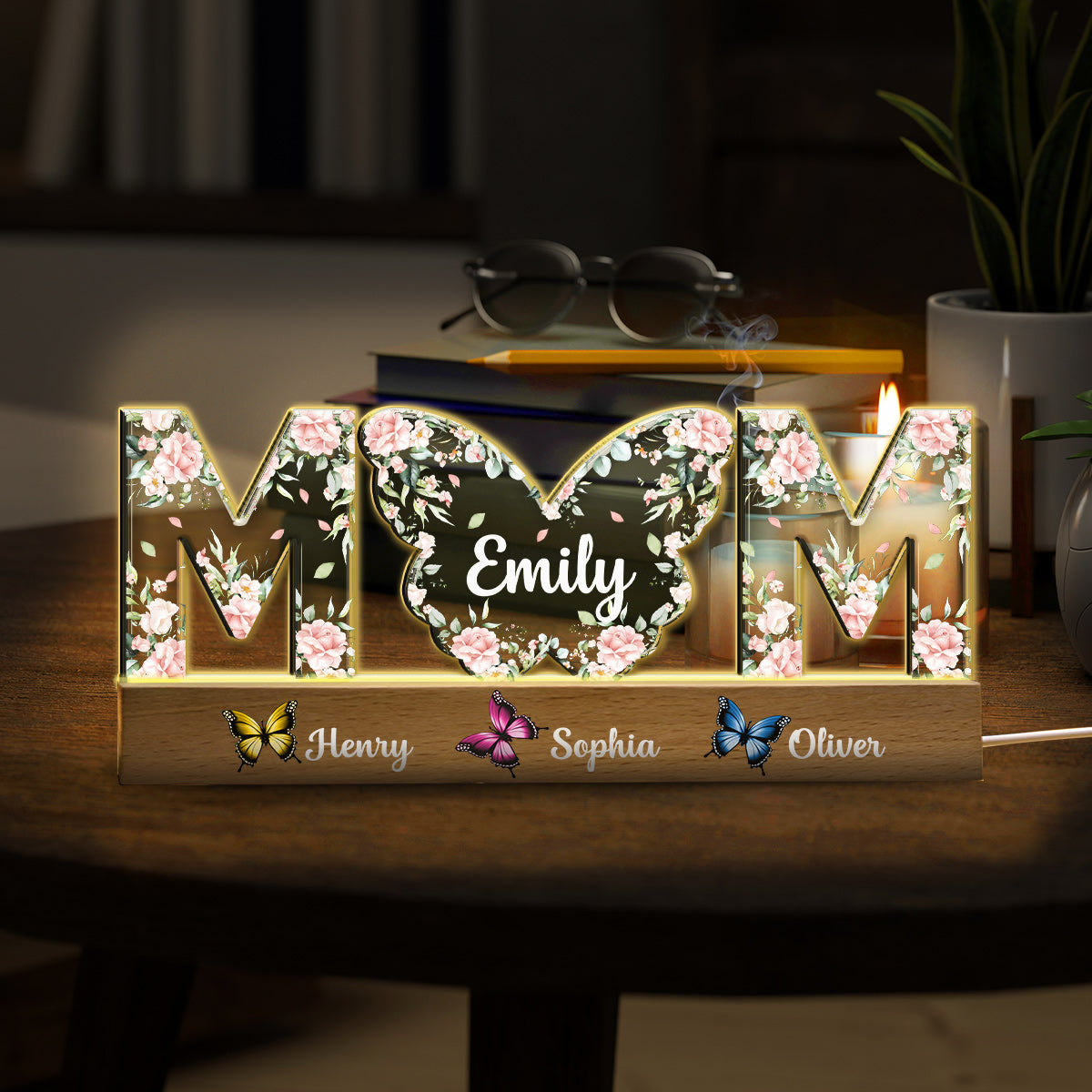 Butterfly Mother - Personalized Mother Custom LED Night Light