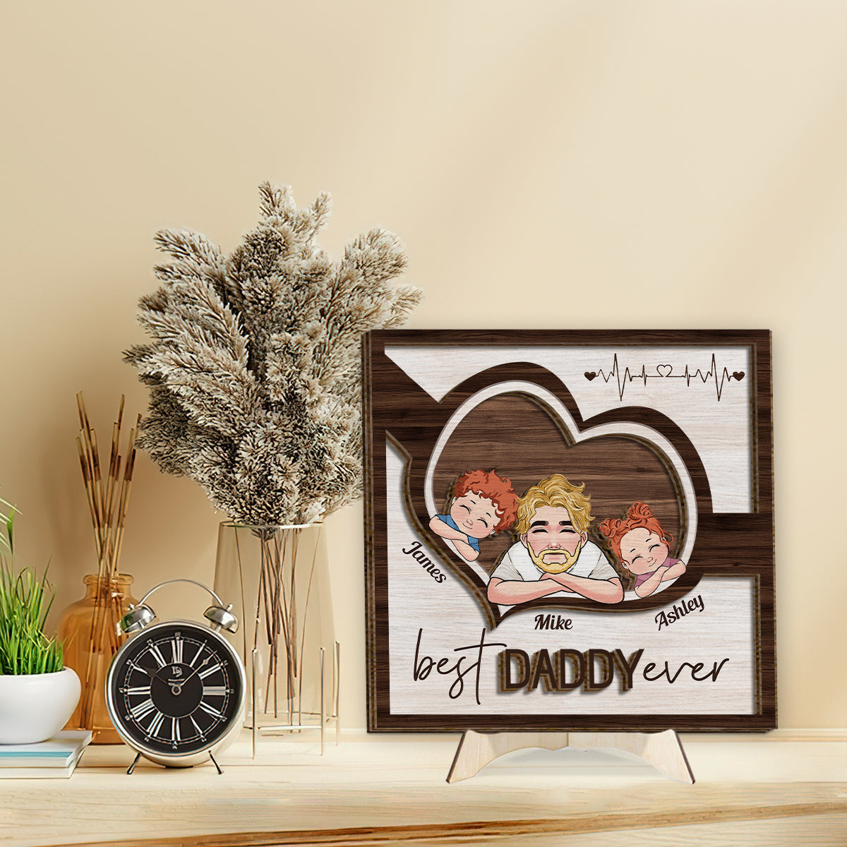 Best Dad Ever - Personalized Father 2 Layered Wood Sign / Wood Plaque