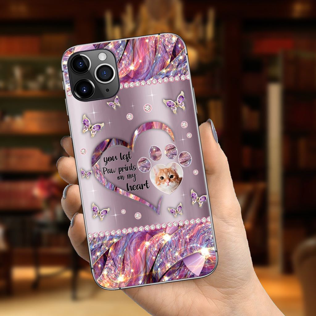You Left Paw Prints In My Heart - Personalized Dog Phone Case