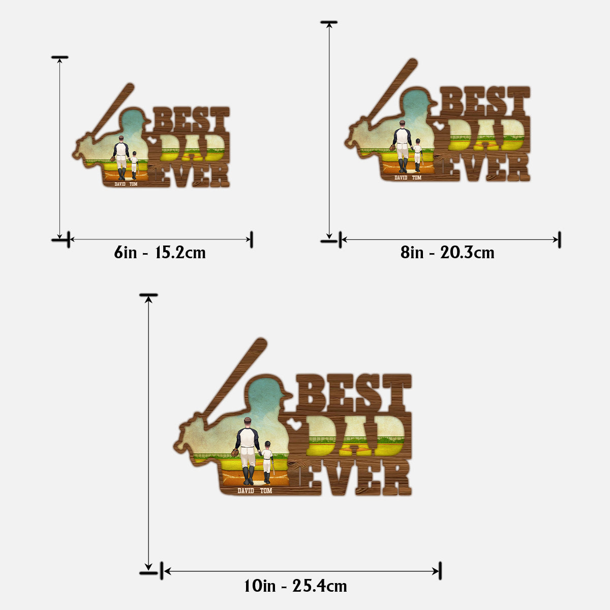 Bester Papa aller Zeiten – Baseball-Papa – Personalisiertes zweilagiges Holzschild / Holzplakette