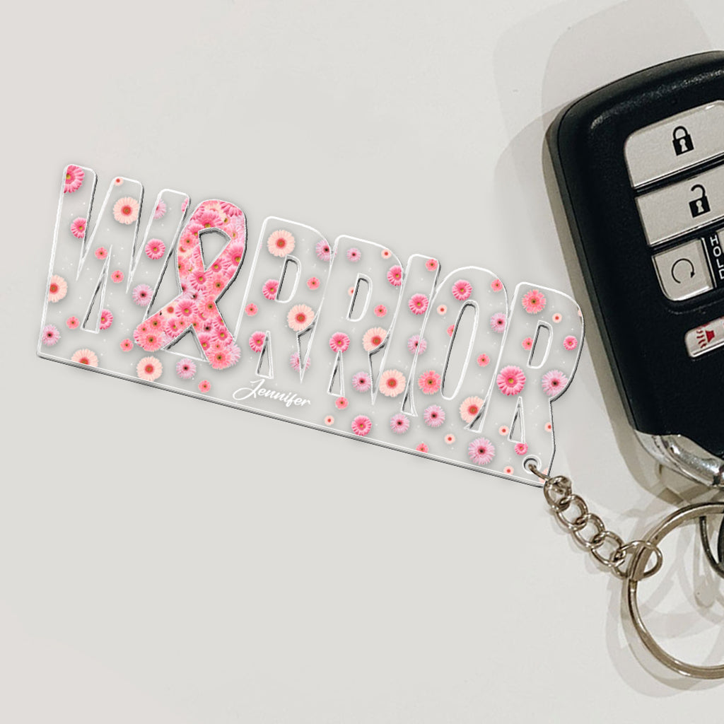 Breast Cancer Warrior - Personalized Breast Cancer Awareness Custom Shaped Keychain