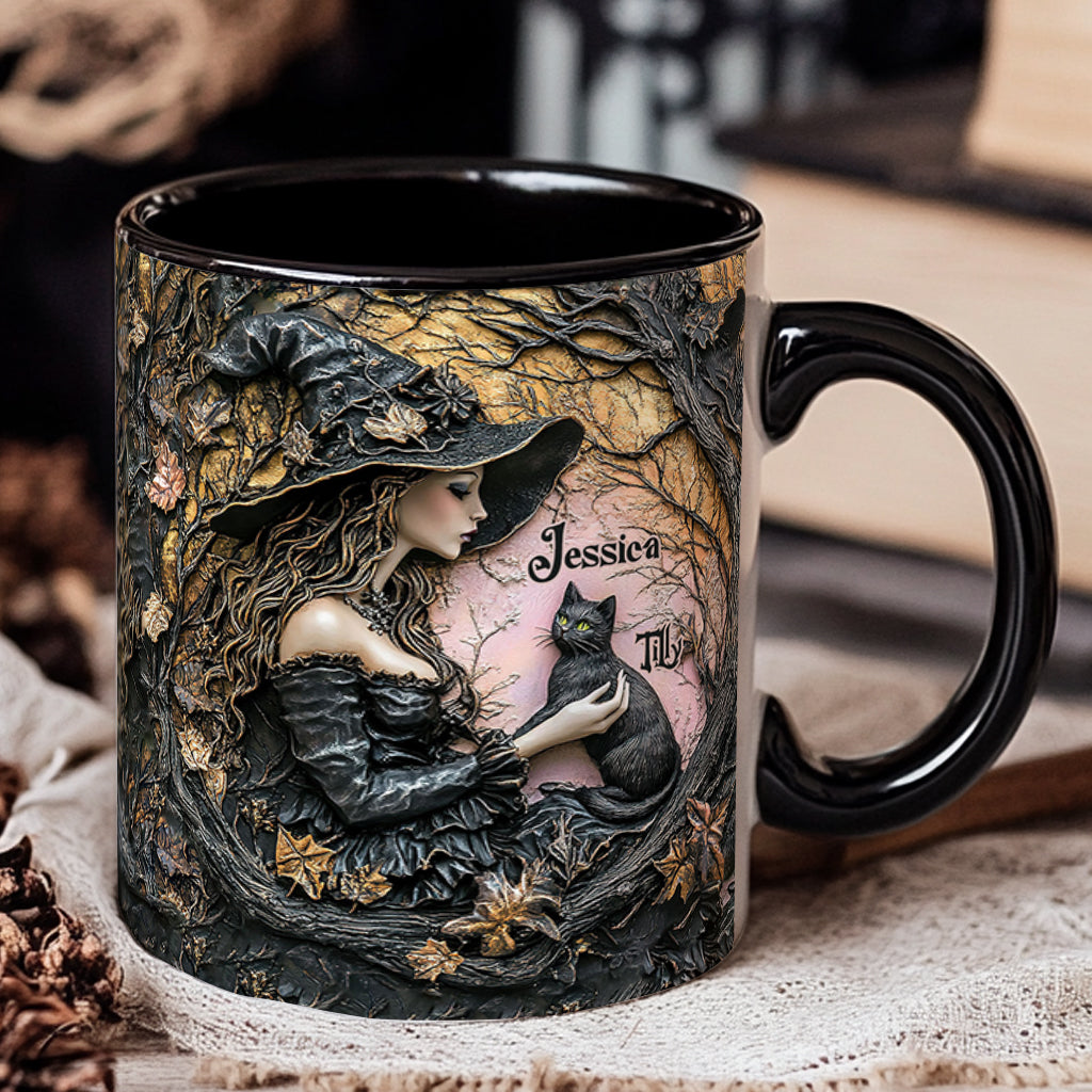 A Witch And Her Black Cat It's A Beautiful Thing - Personalized Witch Accent Mug