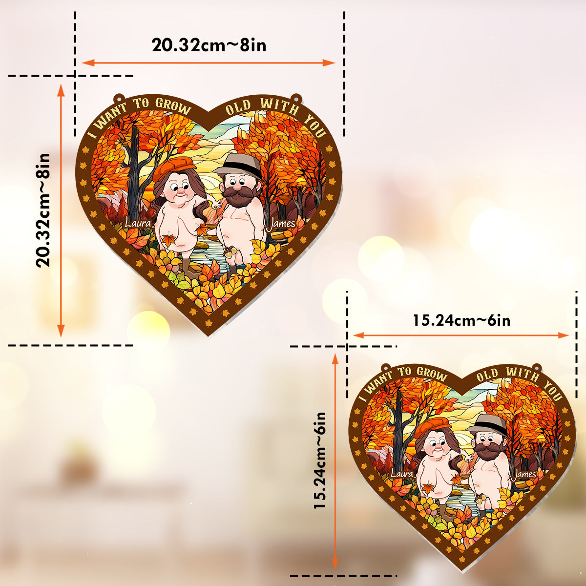 I Want To Grow Old With You - Personalized Couple Window Hanging Suncatcher Ornament