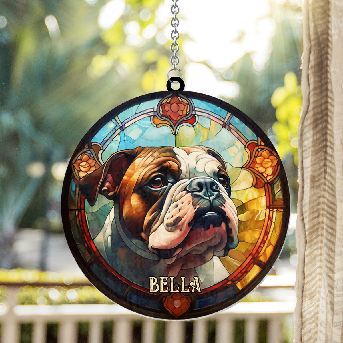 J'aime mon chien - Décoration attrape-soleil personnalisée à suspendre à la fenêtre 
