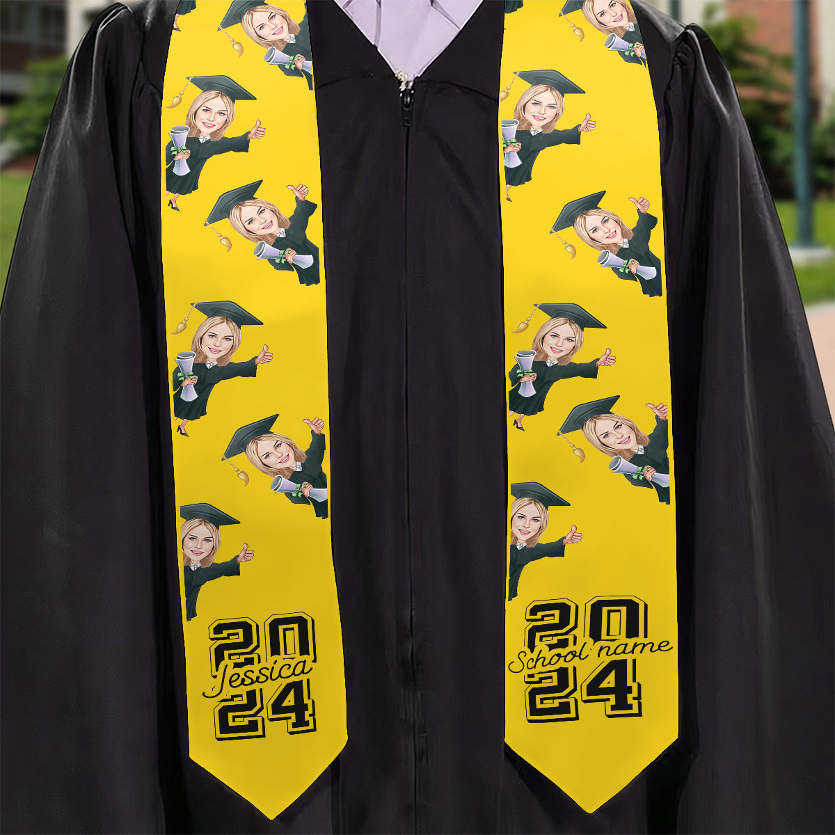 Caricature Funny Character - Personalized Graduation Graduation Stole