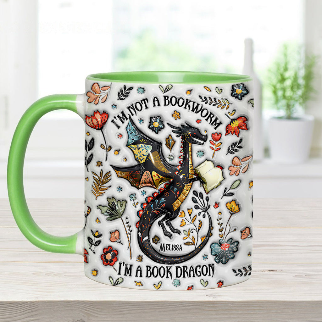 I'm Not A Book Worm I'm A Book Dragon - Personalized Book Accent Mug