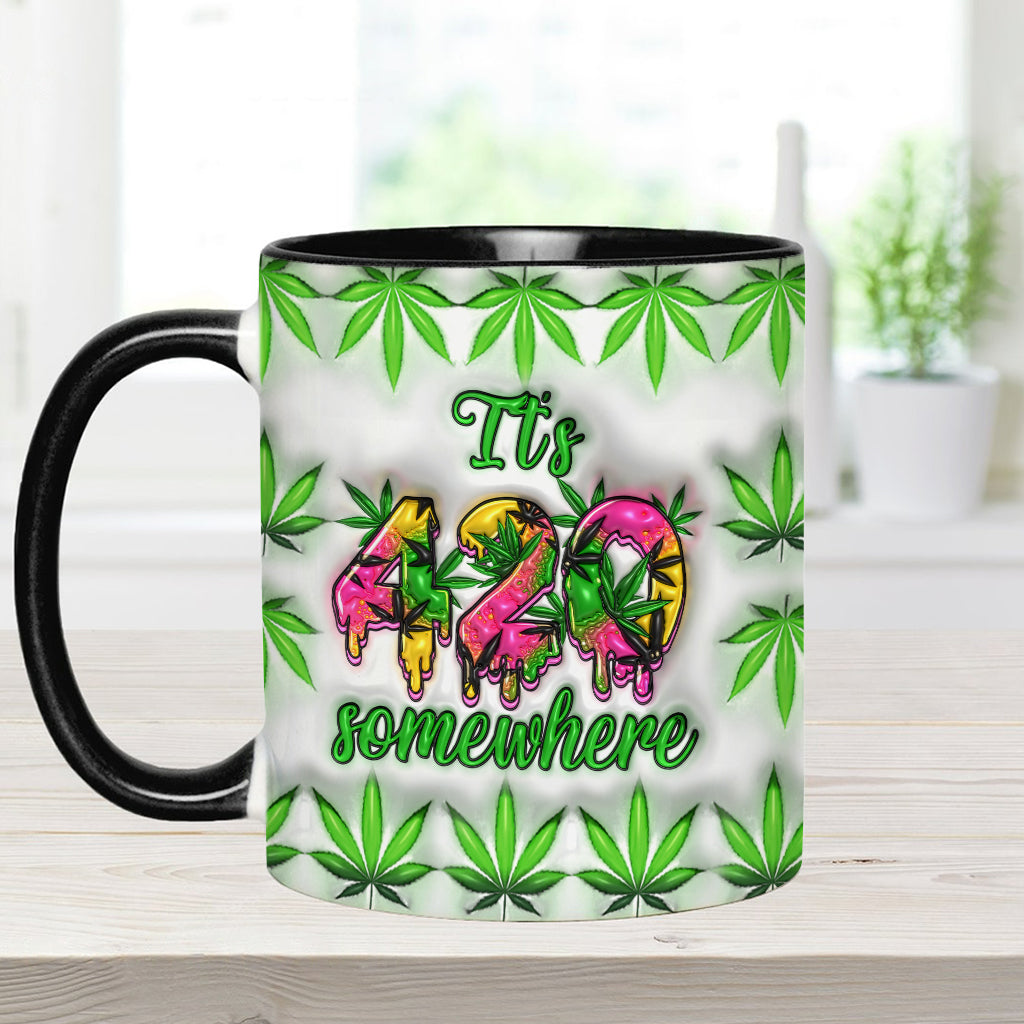 Irgendwo ist 420 – Personalisierte Tasse mit Cannabis-Motiv