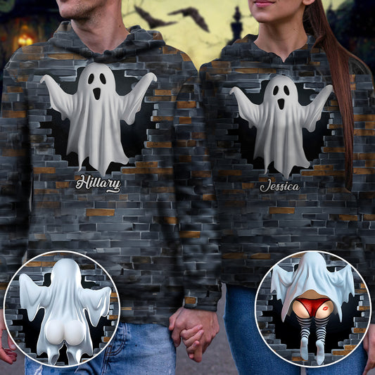 Funny Ghost Couple - Personalized Couple All Over Shirt