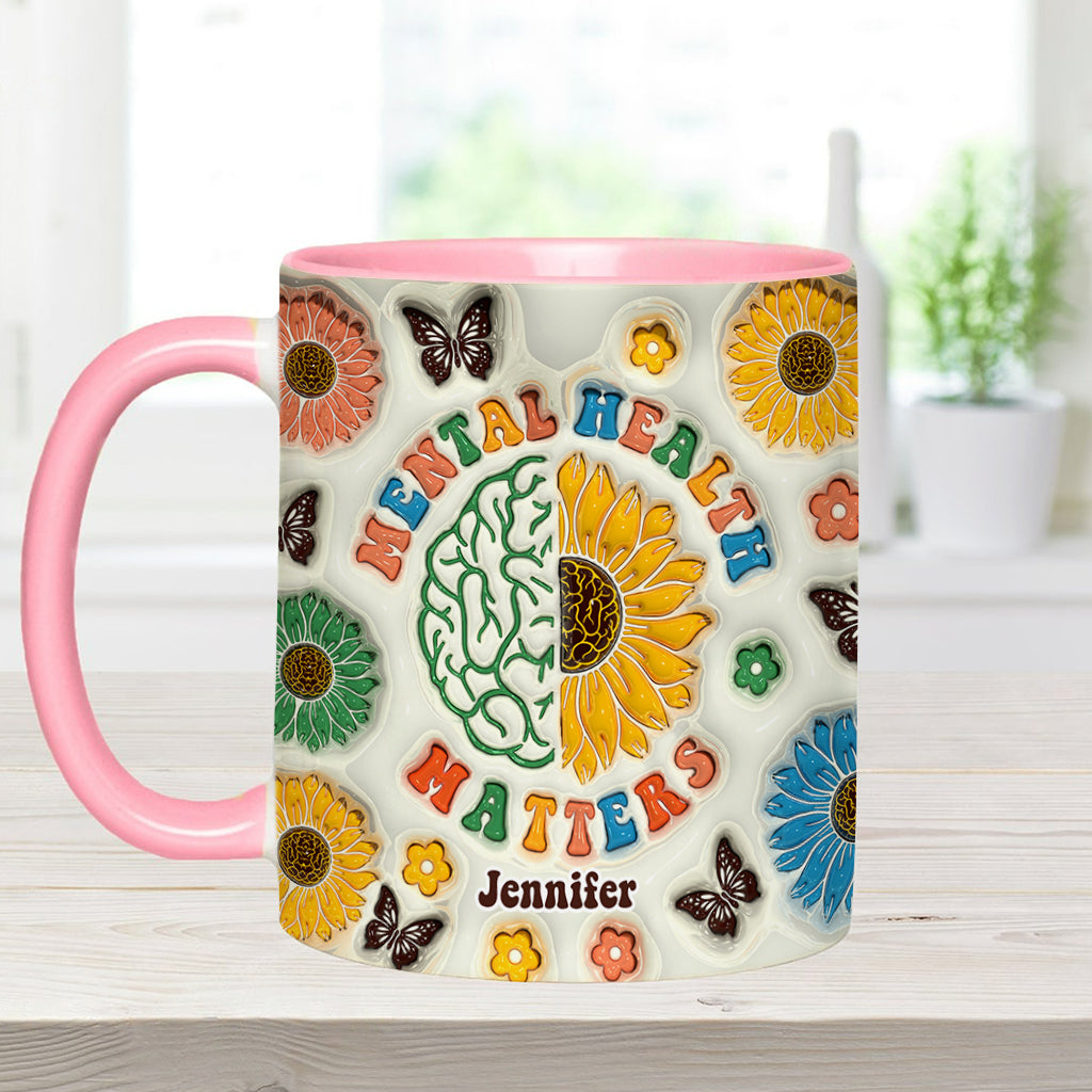 Mental Health Matters - Personalized Mental Health Awareness Accent Mug