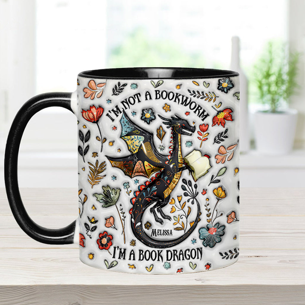 I'm Not A Book Worm I'm A Book Dragon - Personalized Book Accent Mug
