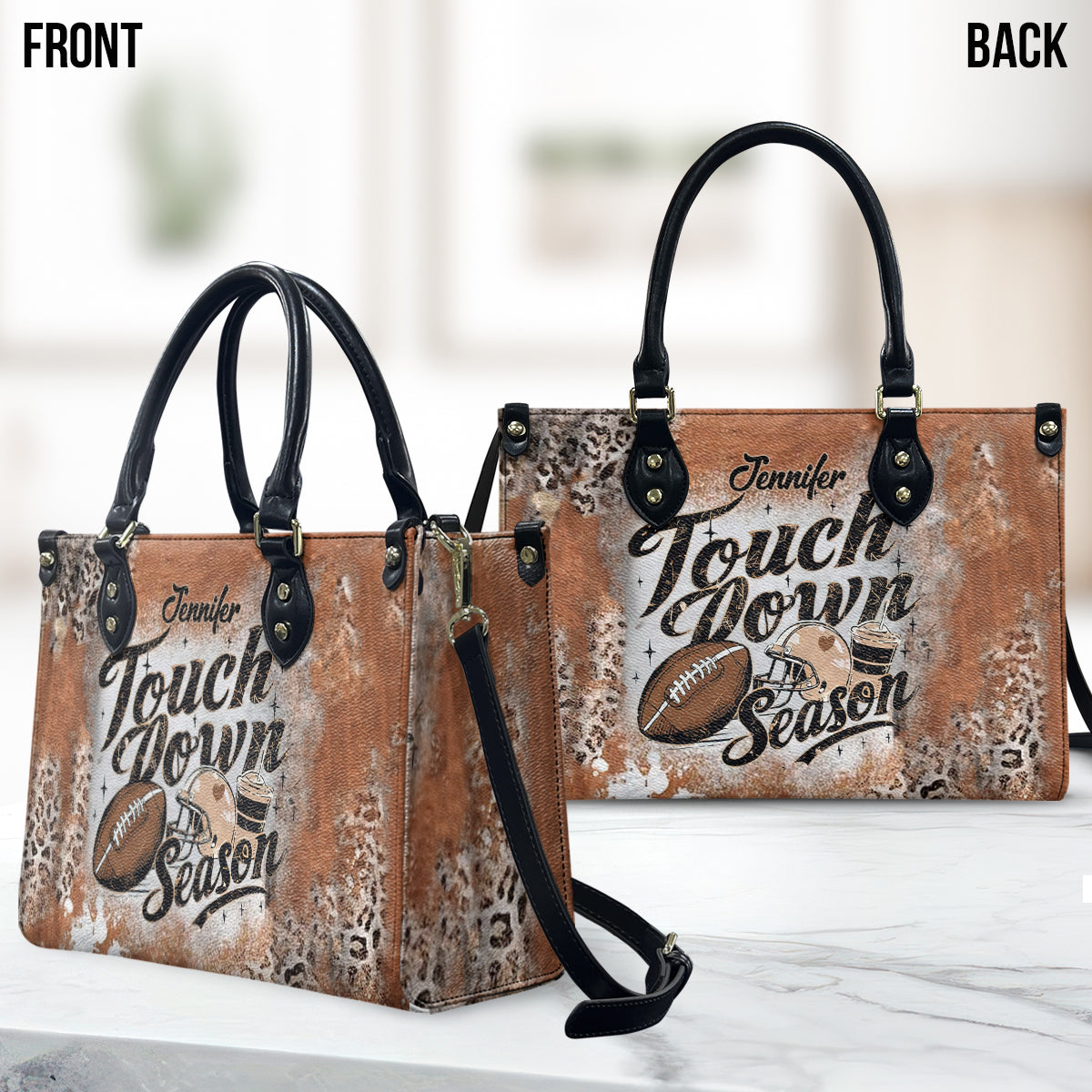 Touch Down Season - Personalized Football Leather Handbag