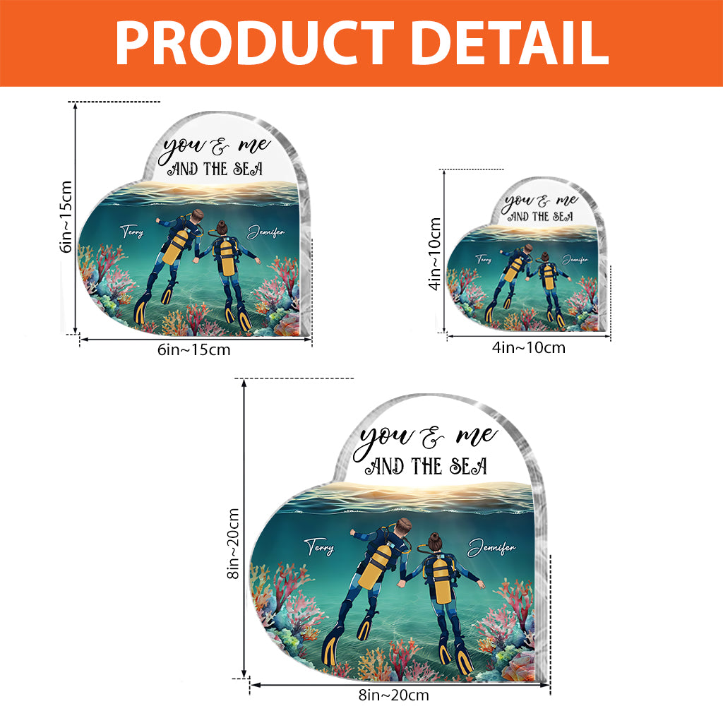 You And Me And The Sea - Personalized Scuba Diving Custom Shaped Acrylic Plaque