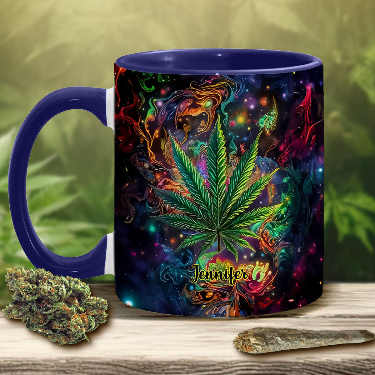 Stoner Chick – Personalisierter Becher mit Cannabis-Akzent