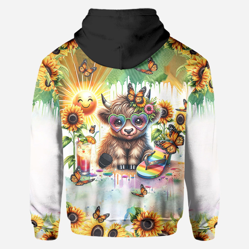 Love Being Called Grandma Highland Cow Summer Vibes - Personalized All Over Shirt