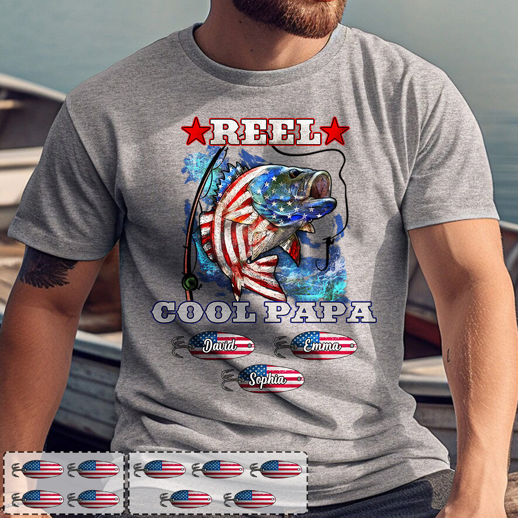 Reel Cool Papa Dad Uncle - Personalized Fishing T-shirt And Hoodie