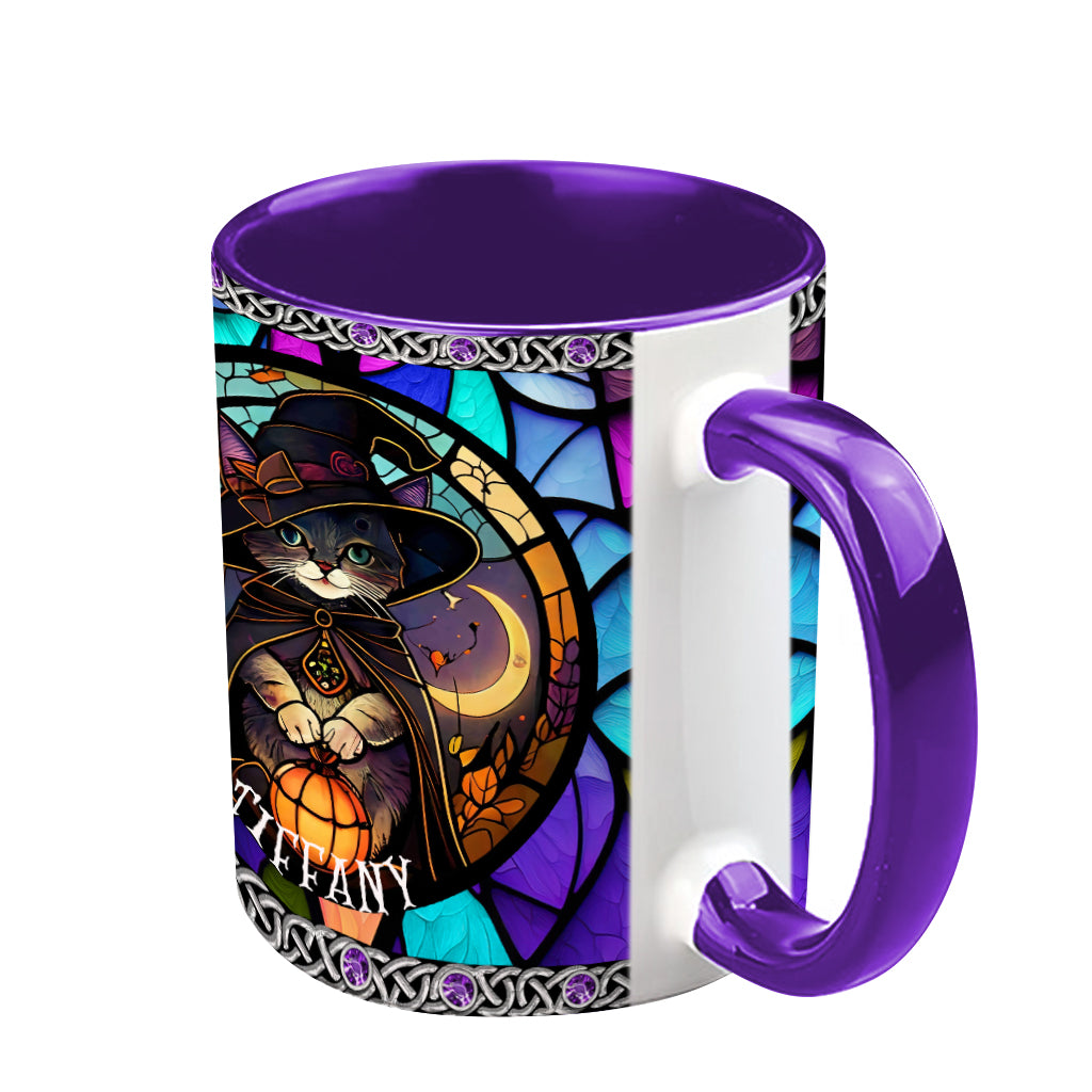 Beautiful Stained Glass Witch - Personalized Witch Accent Mug