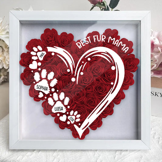 Best Fur Mom Ever - Personalized Dog Flower Shadow Box
