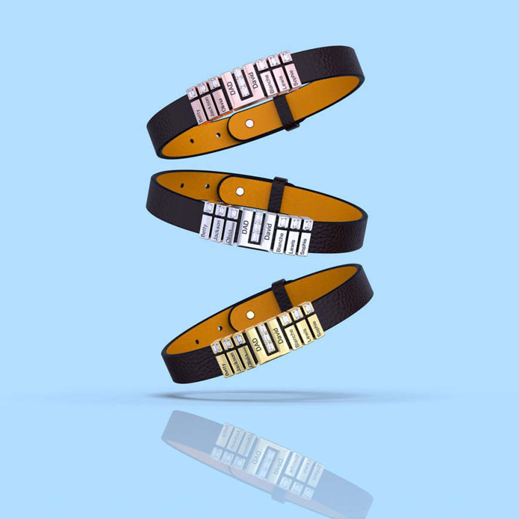 Dad's Bracelet With Charms - Personalized Father Men's Bracelet With Charms