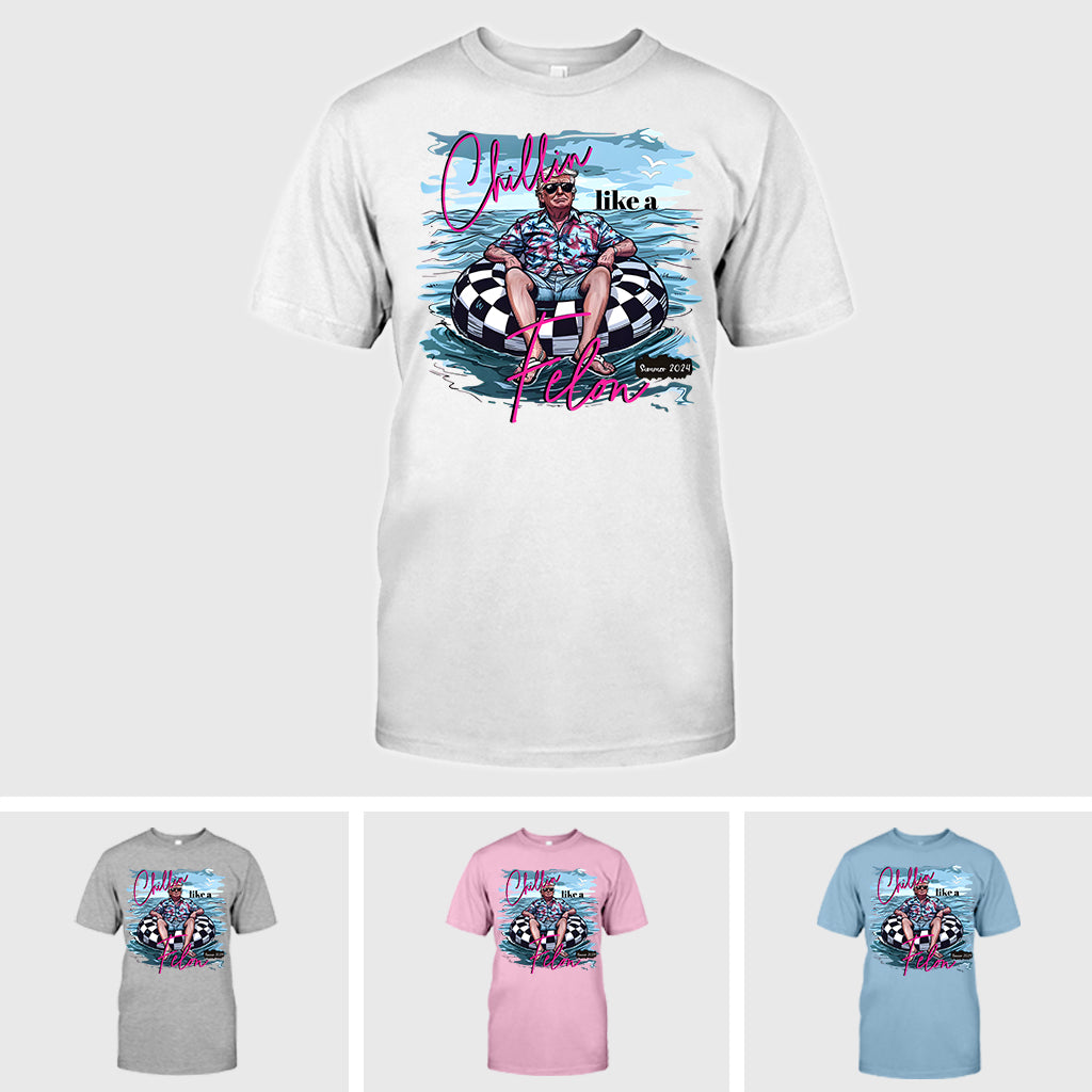 „Chillin Like A Felon“-T-Shirt mit Trump-Motiv, lustiges Trump-2024-Shirt, Trump-Sommer-2024-Shirts, Geschenke für Trump-Unterstützer