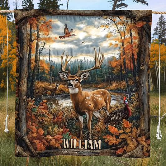 Vintage Hunting Forest - Personalized Hunting Blanket