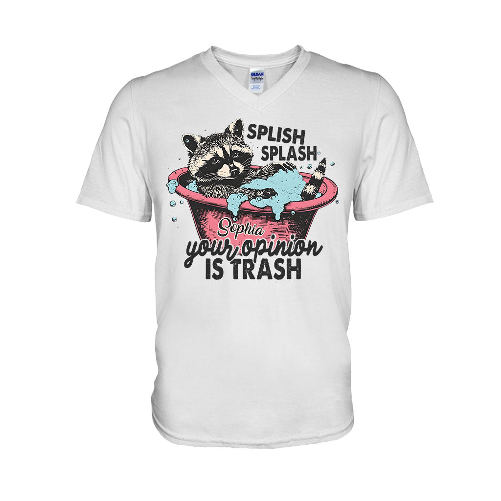 Splash Splash Deine Meinung ist Müll - Personalisiertes Waschbär-T-Shirt und Hoodie