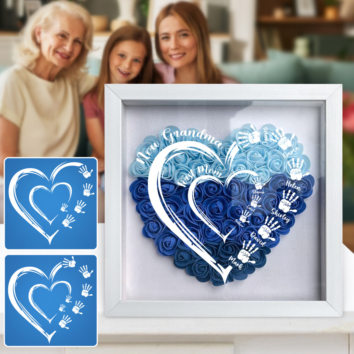Erst Mama, jetzt Oma – Personalisierte Blumen-Schattenbox für Oma