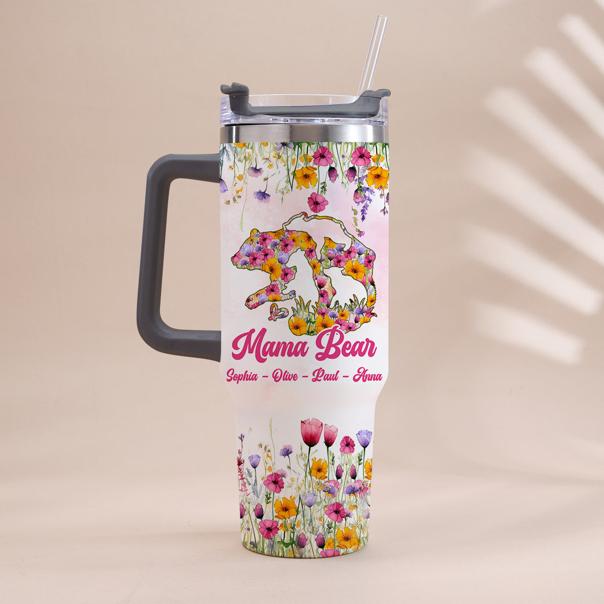 Mama Bear - Personalized Mother Tumbler With Handle