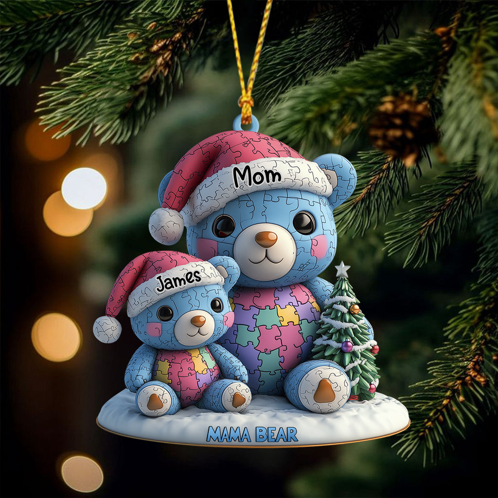 Mama Bear Christmas - Personalized Autism Awareness Ornament