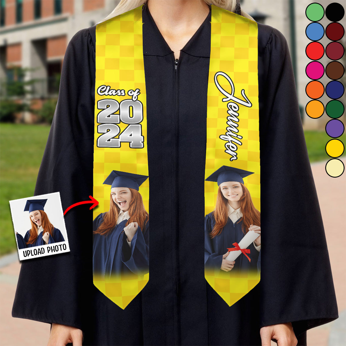 Photo Custom Graduation Stole Sash - Personalized Graduation Graduation Stole
