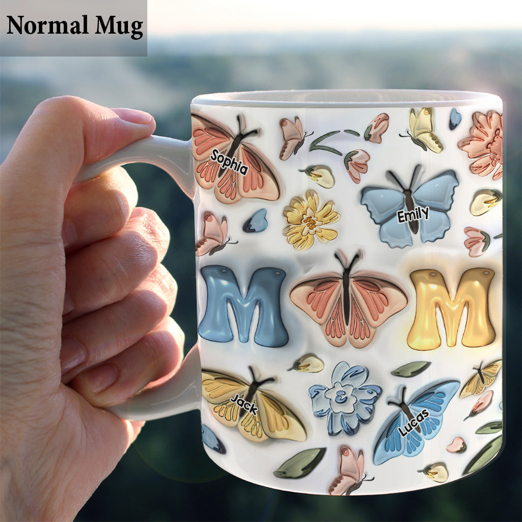 Mother And Children Butterfly - Personalized Mother Mug