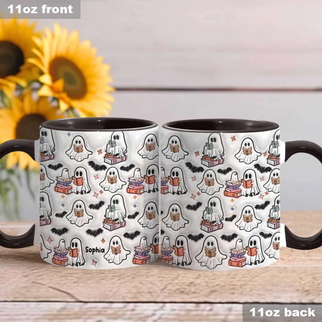Cute Ghost Reading Booooks - Personalized Book Accent Mug
